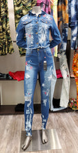 Load image into Gallery viewer, REDFOX PRINTED RIPPED DENIM SET MEDIUM BLUE (SD102)