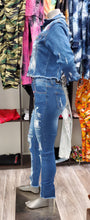 Load image into Gallery viewer, REDFOX PRINTED RIPPED DENIM SET MEDIUM BLUE (SD102)
