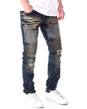 Load image into Gallery viewer, MEN CREATE 2MRW MOTO JEAN W/CLEAR STONES
