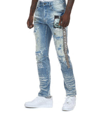 Load image into Gallery viewer, SMOKE RISE COLLAGE PATCH JEANS (CONWAY BLUE)