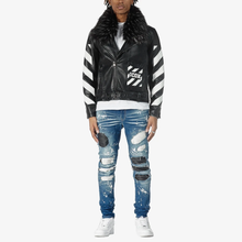 Load image into Gallery viewer, COPPER RIVET BLACK "ICON" BIKER JACKET W/ DETACHABLE FUR