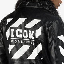 Load image into Gallery viewer, COPPER RIVET BLACK "ICON" BIKER JACKET W/ DETACHABLE FUR
