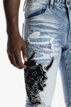 Load image into Gallery viewer, SMOKE RISE DOKKAEBI FASHION JEANS (MALIBU BLUE)