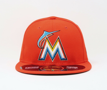 Load image into Gallery viewer, Miami Marlins New Era 59Fifty Authentic Fitted Hat On Field Cap - Orange