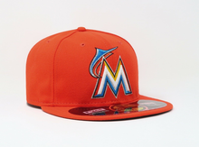 Load image into Gallery viewer, Miami Marlins New Era 59Fifty Authentic Fitted Hat On Field Cap - Orange