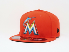 Load image into Gallery viewer, Miami Marlins New Era 59Fifty Authentic Fitted Hat On Field Cap - Orange