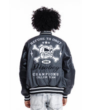 Load image into Gallery viewer, SMOKE RISE EMBROIDERY FASHION MELTON VARSITY JACKET (GREY)