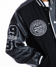 Load image into Gallery viewer, SMOKE RISE EMBROIDERY FASHION MELTON VARSITY JACKET (GREY)