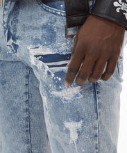 Load image into Gallery viewer, SMOKE RISE HEAVY RIP &amp; REPAIR FASHION JEANS MIZU BLUE