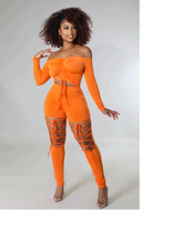 Load image into Gallery viewer, Women's 2pc Off Shoulder Crop Top w/ Matching Lace Up Pant IN STORES NOW !