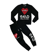 Load image into Gallery viewer, CIVILIZED Comme De Correct Crewneck Jogger Set (BLACK)