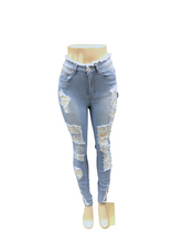 Load image into Gallery viewer, REDFOX HIGHWAIST RIP OFF SKINNY JEANS (LT.BLUE) PA0494