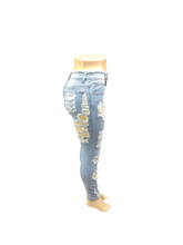 Load image into Gallery viewer, REDFOX HIGHWAIST RIP OFF SKINNY JEANS (LT.BLUE) PA0494