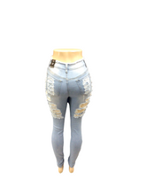 Load image into Gallery viewer, REDFOX HIGHWAIST RIP OFF SKINNY JEANS (LT.BLUE) PA0494