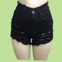 Load image into Gallery viewer, REDFOX HIGHWAIST HEAVY RIP SHORTS (BLACK) PS133