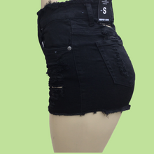 Load image into Gallery viewer, REDFOX HIGHWAIST HEAVY RIP SHORTS (BLACK) PS133