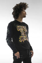 Load image into Gallery viewer, HUSTLE GANG CHECK THE STASH L/S TEE (BLACK)