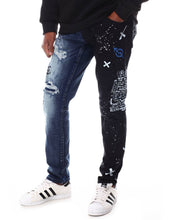 Load image into Gallery viewer, Smoke Rise Tally Blue/Black Color Block Denim JEANS