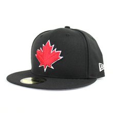 Load image into Gallery viewer, MAPLE LEAF NEW ERA 59FIFTY FITTED HAT (BLACK GRAY UNDER BRIM)