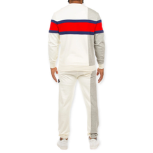 Load image into Gallery viewer, AKOO VARSITY COLORBLOCK CREWNECK &amp; JOGGER SET (WHISPER WHITE)