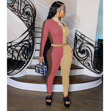 Load image into Gallery viewer, Women Knitted Patchwork Ribbed L/S 2 pc. Set (Neapolitan) IN STORES NOW