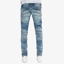 Load image into Gallery viewer, COPPER RIVET PREMIUM LIGHT BLUE SAND WASHED MOTO JEANS