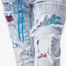 Load image into Gallery viewer, COPPER RIVET Embroidery Letters Denim Jeans