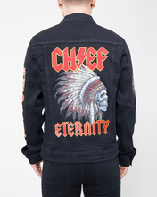 Load image into Gallery viewer, ETERNITY "Chief Patchwork" Denim Jacket (Black)