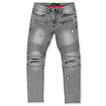 Load image into Gallery viewer, MAKOBI 1962 Shredded Biker Jeans (Grey)