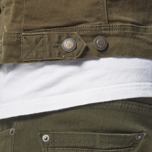 Load image into Gallery viewer, COPPER RIVET OLIVE DENIM JACKET