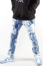 Load image into Gallery viewer, COOPER 9 BORDER PATCH STACK DENIM JEANS BLEACH