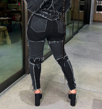 Load image into Gallery viewer, Women's Black Denim Patchwork High Waisted Jeans (In Store Now)