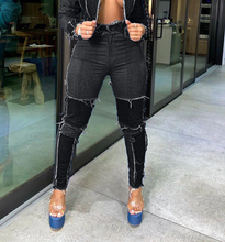 Load image into Gallery viewer, Women's Black Denim Patchwork High Waisted Jeans (In Store Now)