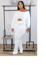 Load image into Gallery viewer, Women's Plus Size Crop Top and Stacked Leggings 2pc Set (White) IN STORES NOW !