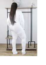 Load image into Gallery viewer, Women's Plus Size Crop Top and Stacked Leggings 2pc Set (White) IN STORES NOW !
