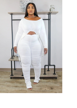 Load image into Gallery viewer, Women's Plus Size Crop Top and Stacked Leggings 2pc Set (White) IN STORES NOW !