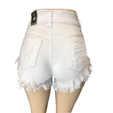 Load image into Gallery viewer, REDFOX HIGH WAIST WOMEN FRAY SHORTS (WHITE) PS136A